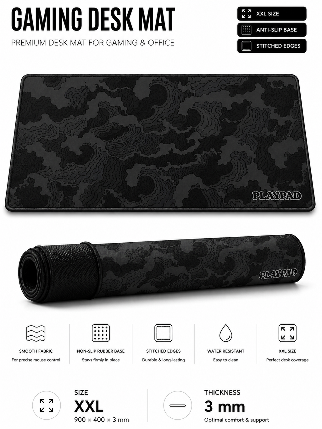 Gaming Pad deskmat black camo