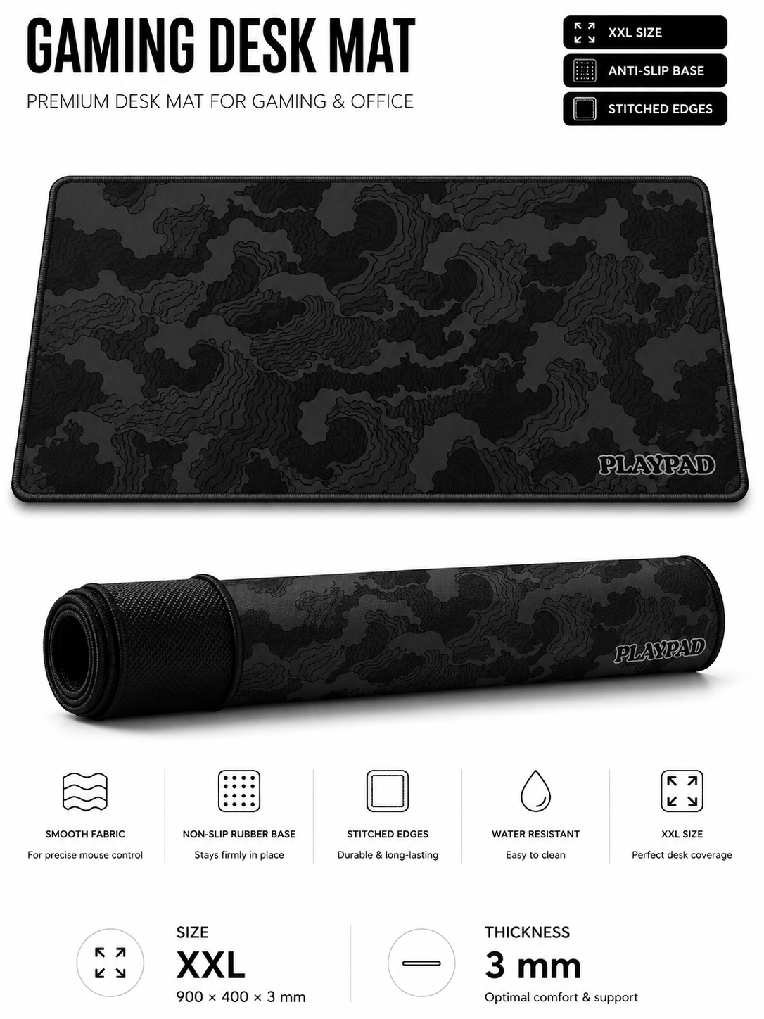Gaming Pad deskmat black camo